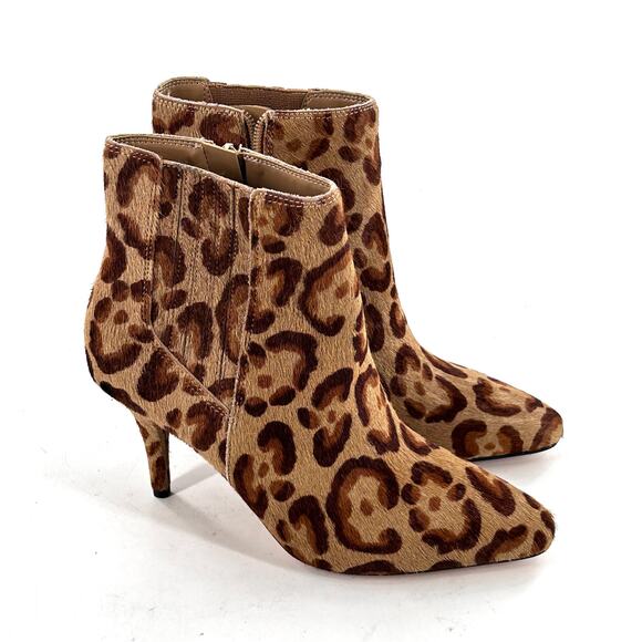 VINCE CAMUTO Ambind Boot 6.5 Calf Hair Tan NWOT Leopard Cheetah Heel Bootie - Picture 3 of 7